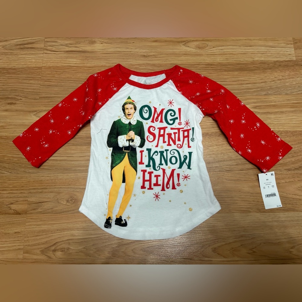 Elf Red White Holiday Christmas Shirt OMG Santa I Know Him